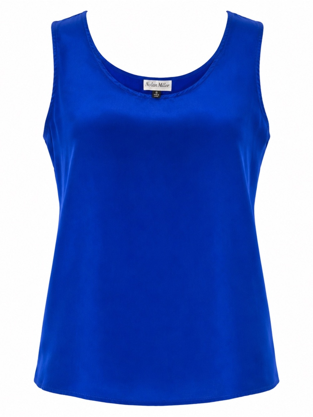Vintage Nolan Miller 100% Silk Cobalt Blue Shell Tank Top Size 8